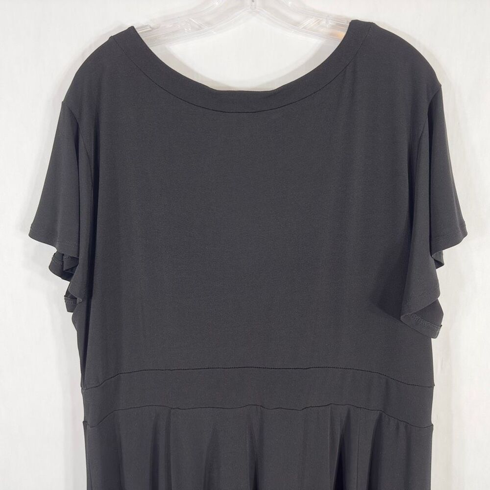 Torrid Plus Size 1X Dress Solid Black Jersey Knit Skater Short Sleeve‎ Knee 504 - Picture 8 of 11